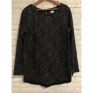 Merona Medium Black Long Sleeve Stretch Top White Specs Rear Zipper On Neck